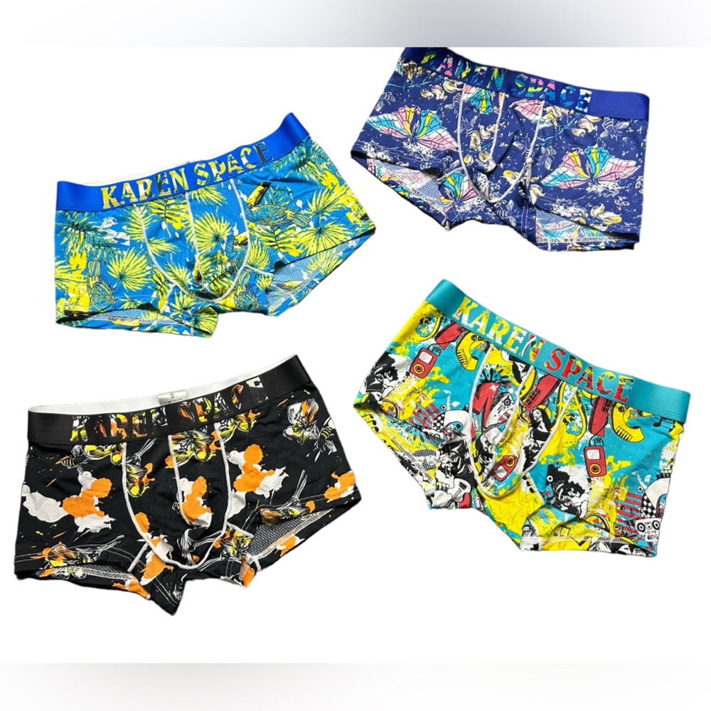 KAREN SPACE mens Sexy Short Leg Boxer Briefs Silky panty Underwear sz small NWOT